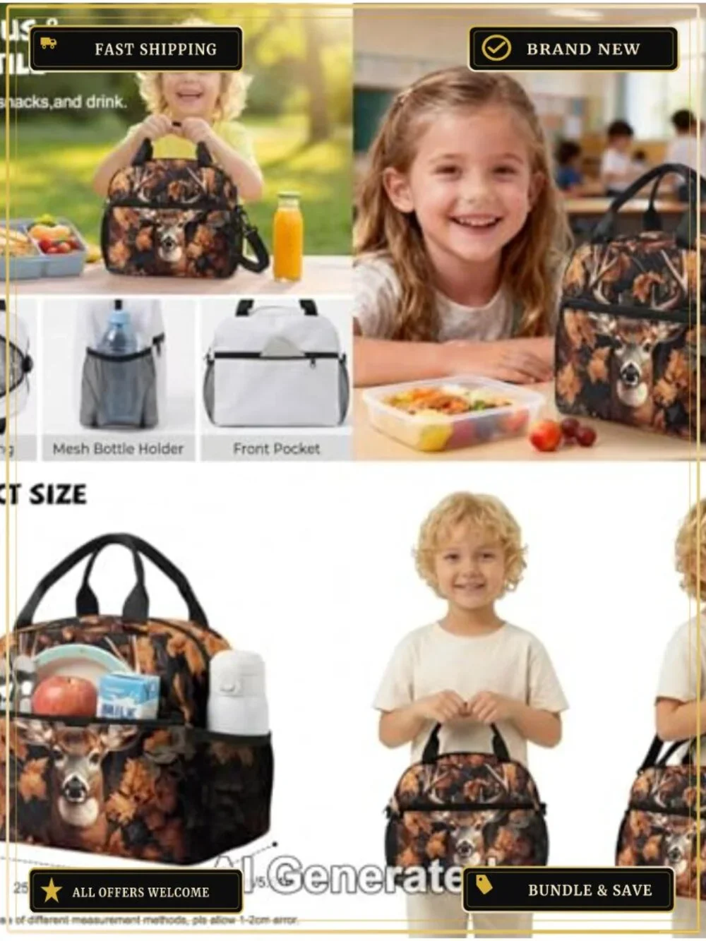 Kids 5-Piece Hunting Camo Backpack Set with Lunch Box Pencil Case